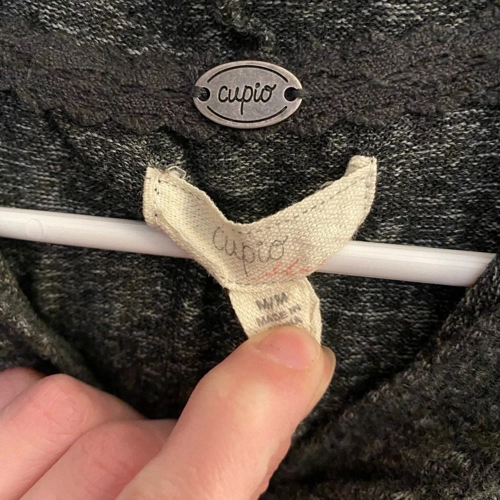 cupio hooded slate grey long sleeve sweater size M - Picture 2 of 4